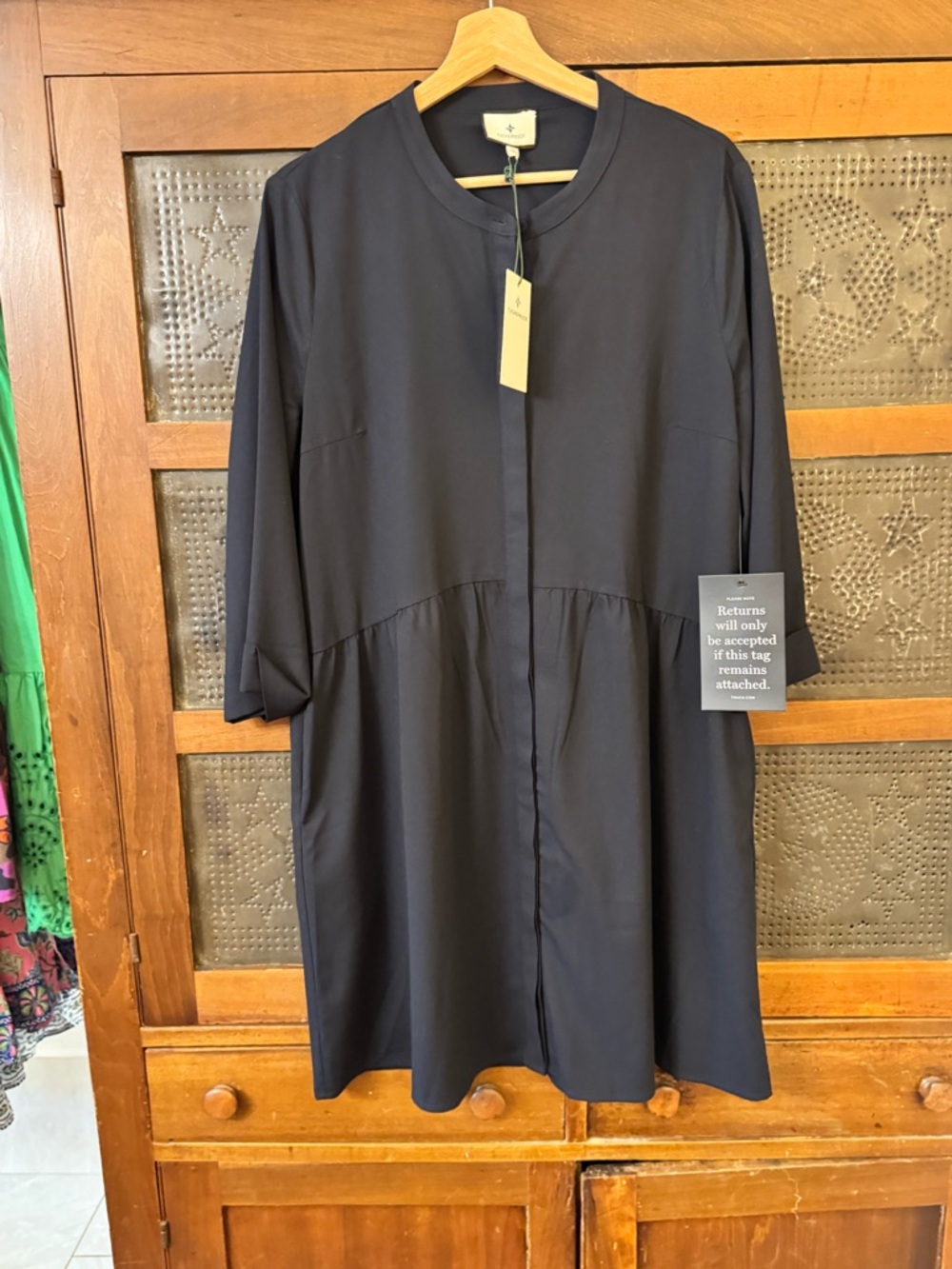 Tuckernuck Navy Blue Crepe Royal Shirt Dress NWT Sz L - Picture 6 of 8